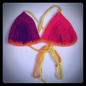 Rainbow crochet bikini top